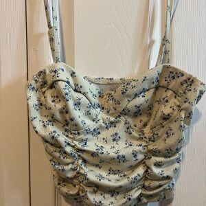 SHEIN Blue Ruched Bustier Tank Top